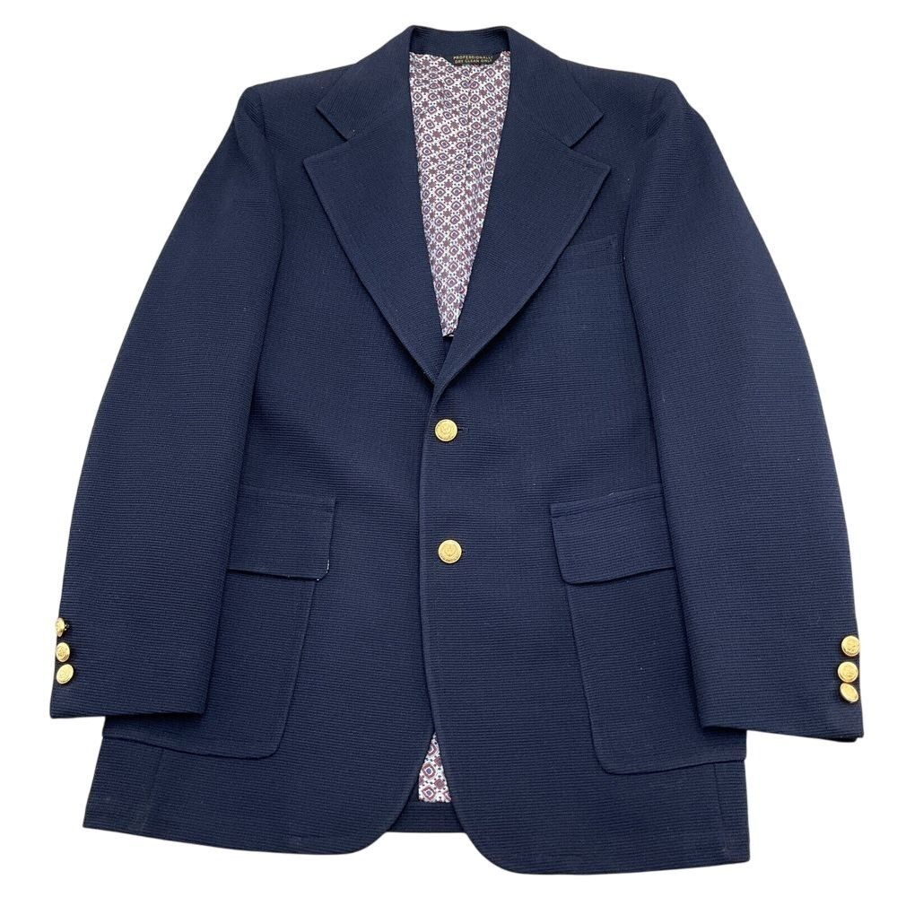 Cricketeer Blazer Men 40 Blue Gold Crown Buttons Poly Knit 70s‎ Union USA VTG